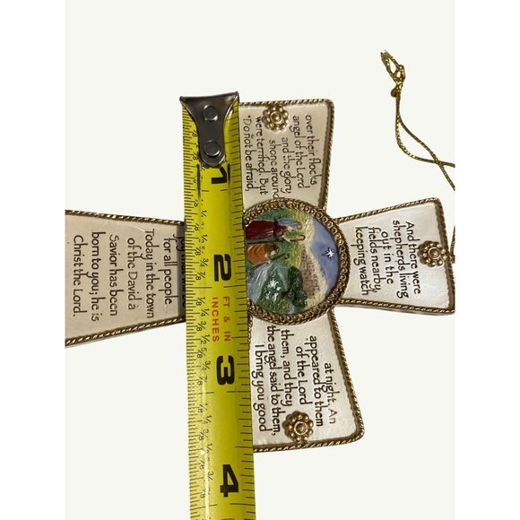 Roman Inc. 2002 Nativity Cross Wall Hanging With Luke 2:8-11 Christmas  Verse - Picture 9 of 14